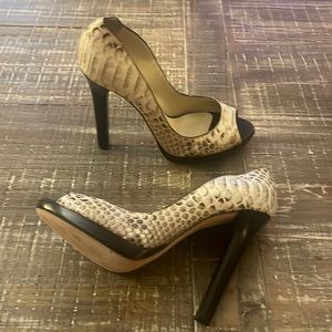Jimmy Choo snakeskin open toe pumps sz 40